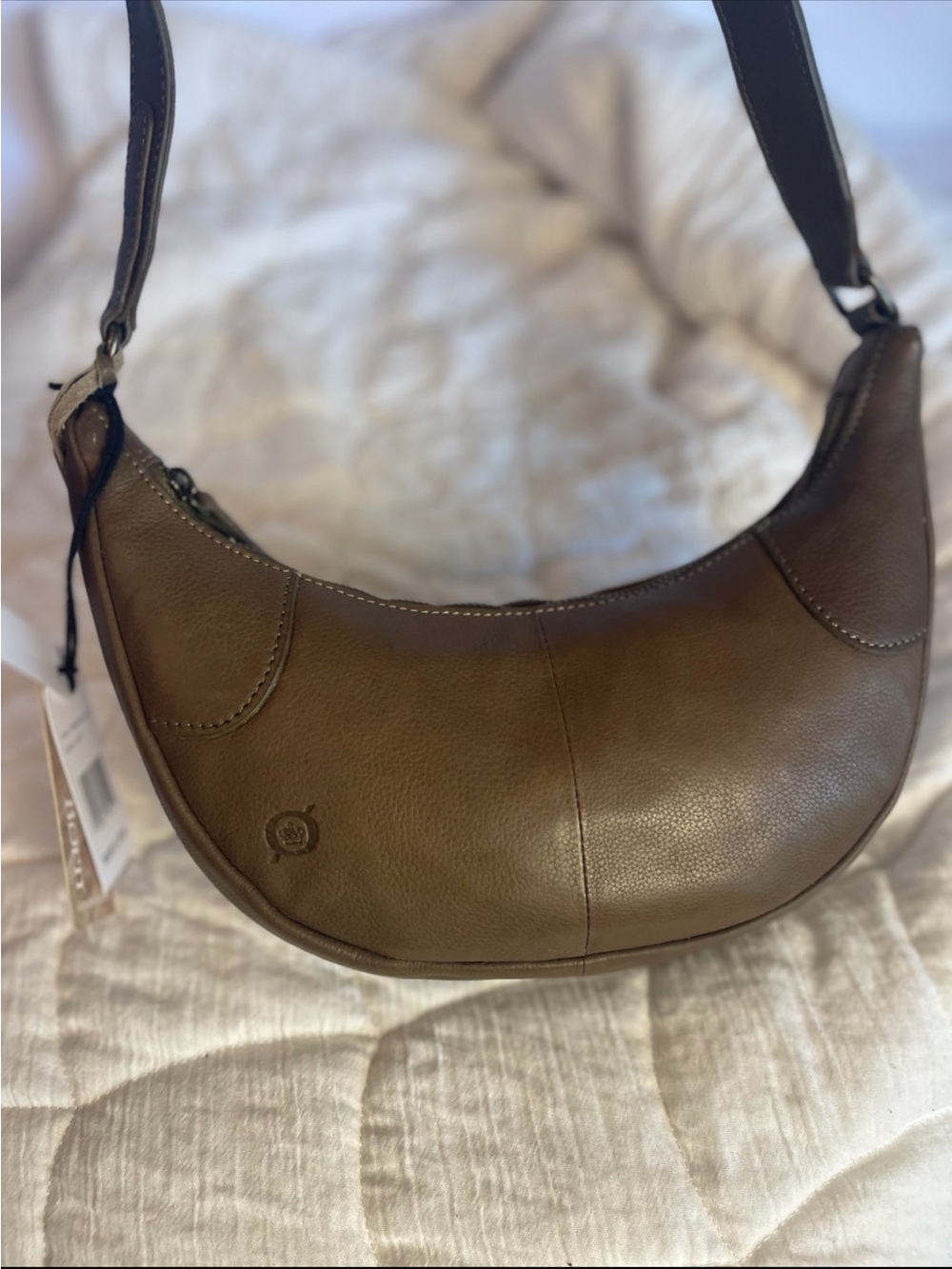 Born Olive Green Genuine Leather Crescent Shoulder Hobo Quiet Luxury Minimalist - Picture 2 of 16